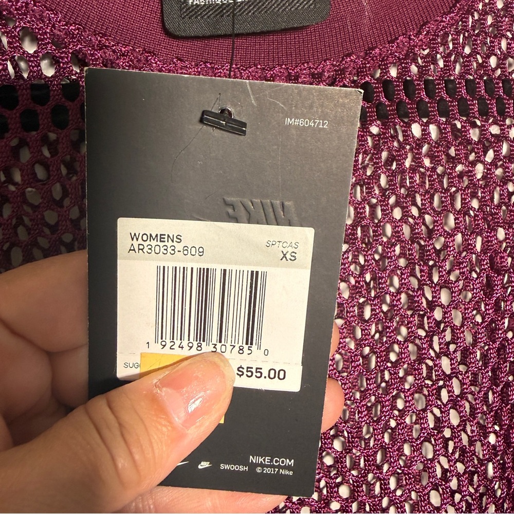Nike Burgundy Mesh Crop Top Jersey with Neon Yellow Trim Womens XS NWT - Picture 3 of 6